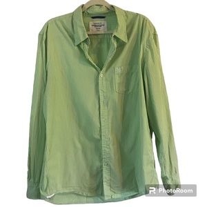 Men’s American Eagle Outfitters Long Sleeve Button Down Green Pinstripe Shirt XL